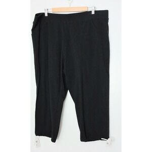 Belle By Kim Gravel Pants Size 1XP Petite Black French Terry Cropped w/ Rope